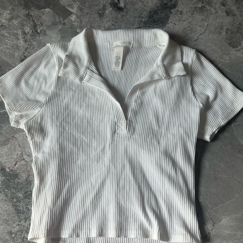 FULL TILT Johnny Collar Womens White Tee Tilly’s school girl crop